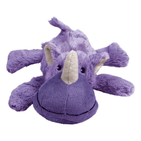 Purple rhino plush toy with soft body and small horn.