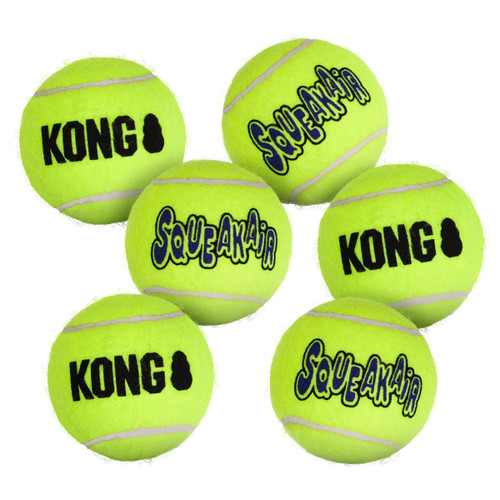Neon green tennis ball dog toy with KONG printed.