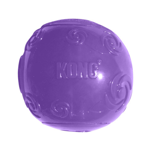 Blue natural rubber ball dog toy with smooth surface.