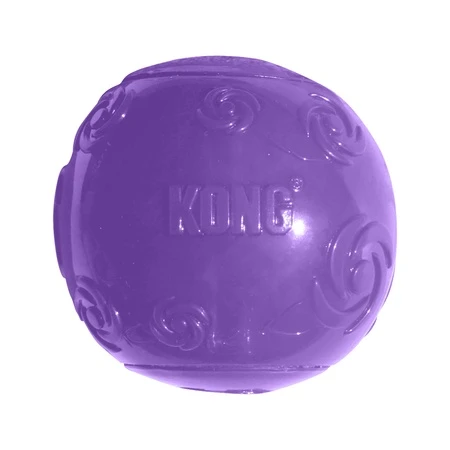 Blue natural rubber ball dog toy with smooth surface.