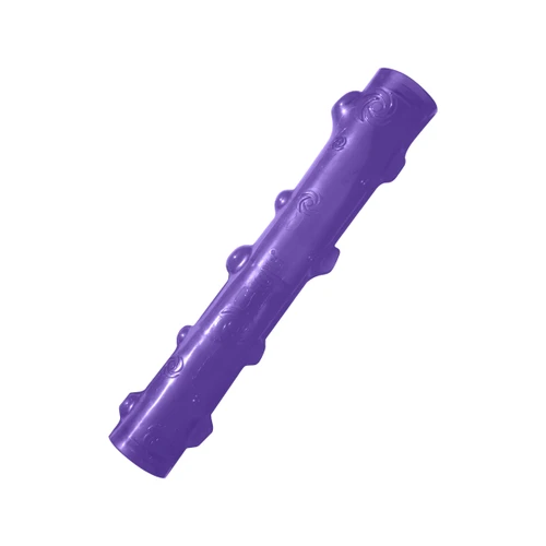 Purple stick-shaped dog toy with raised bumps.