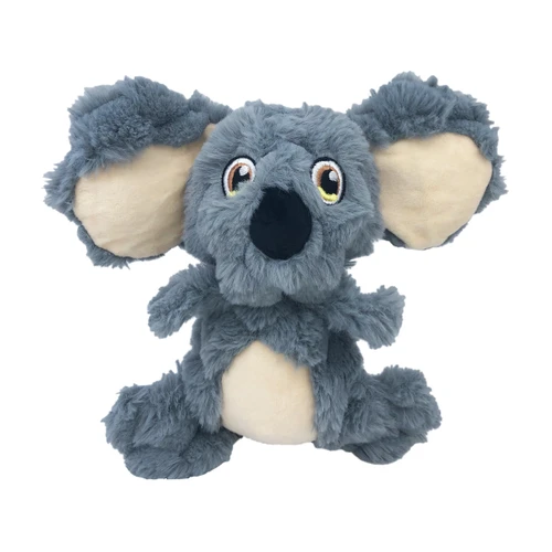 Blue plush koala dog toy with embroidered facial features and soft limbs.