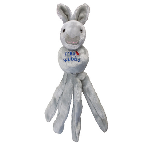 Brown plush fox  dog toy with long tethered ends and floppy ears.