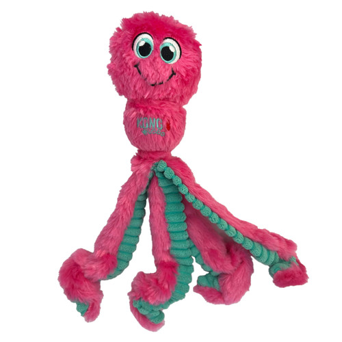 Pink Octopus toy with round head and tethered legs.