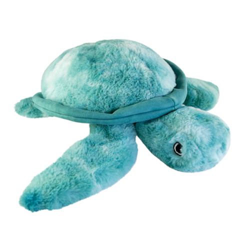Green Turtle plush dog toy with soft body and floppy arms.