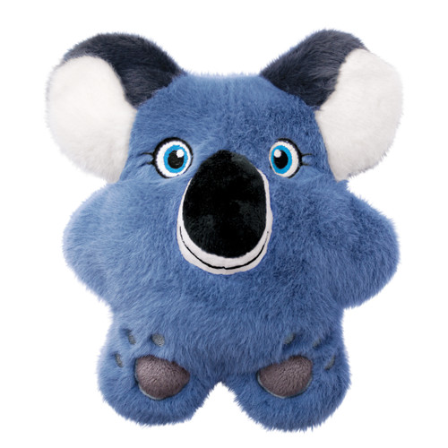 Bluish grey Koala plush dog toy with long ears and fuzzy body.