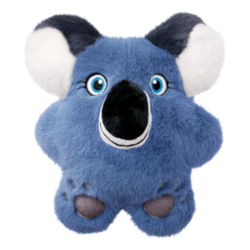 Bluish grey Koala plush dog toy with long ears and fuzzy body.