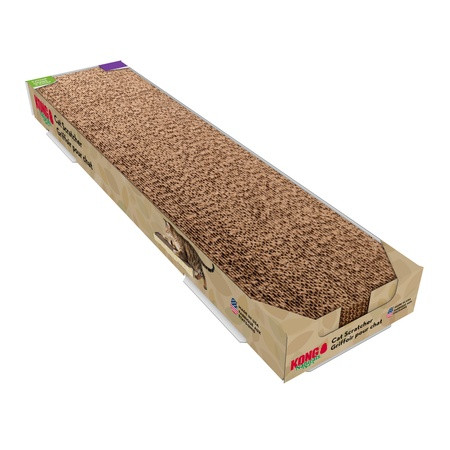 Single cardboard scratcher with green catnip insert.