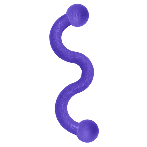 Purple wavy dog toy with smooth texture and flexible shape.