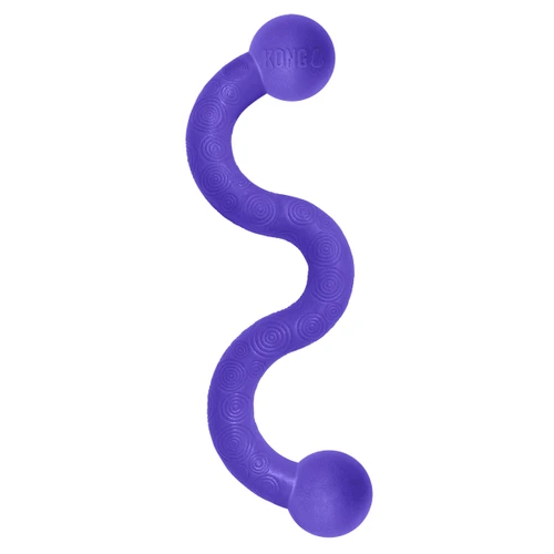 Purple wavy dog toy with smooth texture and flexible shape.