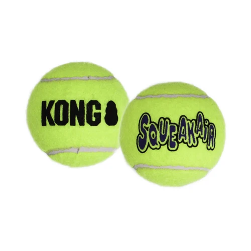 Neon green tennis ball dog toy with KONG printed.