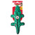 Green alligator-shaped dog toy with textured surface. Shown in its retail packaging.