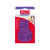 Purple silicone grooming brush shaped like a cat. Shown in its retail packaging.