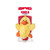 Yellow duck plush toy with orange beak and feet. Shown in its retail packaging.