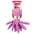 Pink octopus plush toy with soft corduroy tentacles. Shown in its retail packaging.