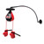 Black and red punching bag with red dangling boxing gloves with a pole and suction attached.