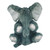 Gray elephant-shaped dog toy with soft fabric texture in seated position.
