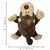 Brown and beige monkey shaped dog-shaped toy with floppy ears. Shown with product dimensions