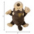 Brown and beige monkey shaped dog-shaped toy with floppy ears. Shown with product dimensions
