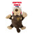Brown and beige monkey shaped dog-shaped toy with floppy ears. Shown in its retail packaging.