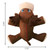 Brown moose plush toy with antlers and tactile texture. Shown with product dimensions