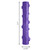 Purple stick-shaped dog toy with raised bumps. Shown with product dimensions