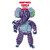 Purple and blue striped elephant shaped plush toy with extended limbs. Shown in its retail packaging.