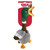 Plush mallard duck dog toy with long neck, and floppy wings. Shown in its retail packaging.
