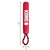 Red ballistic material- stick dog toy with “KONG” branding and rope handle. Shown with product dimensions