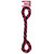 Red and black rope dog toy with twisted design and knotted ends. Shown in its retail packaging.