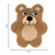 Brown Bear plush dog toy with short limbs and stitched face.  Shown with product dimensions