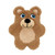 Brown Bear plush dog toy with short limbs and stitched face.