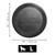 Black circular flying disc dog toy with “KONG” embossed. Shown with product dimensions