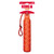 Orange dummy dog toy with rope loop. Shown in its retail packaging.