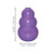 Purple natural rubber KONG Classic toy for cats. Shown with product dimensions