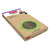 Cat scratcher with green catnip insert in cardboard base.