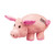 Plush pink pig dog toy with stitched eyes and floppy limbs.