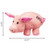 Plush pink pig dog toy with stitched eyes and floppy limbs. Shown with product dimensions