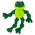 Green frog-shaped plush dog toy with soft limbs.