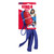 Red natural rubber KONG Shaped dog toy blue rope and tassel ends. Shown in its retail packaging.