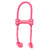 Pink bone-shaped dog toy with rope through the ends.