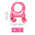 Pink bone-shaped dog toy with rope through the ends.  Shown with product dimensions