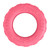 Pink tire shaped dog toy with hollowed out center.