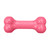 Pink bone-shaped dog toy with textured ends.