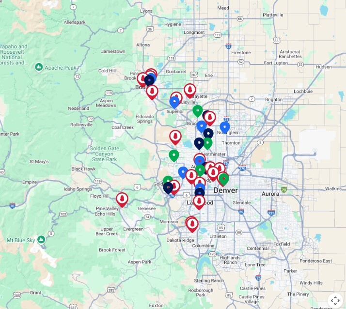 map of retailers near Golden, CO