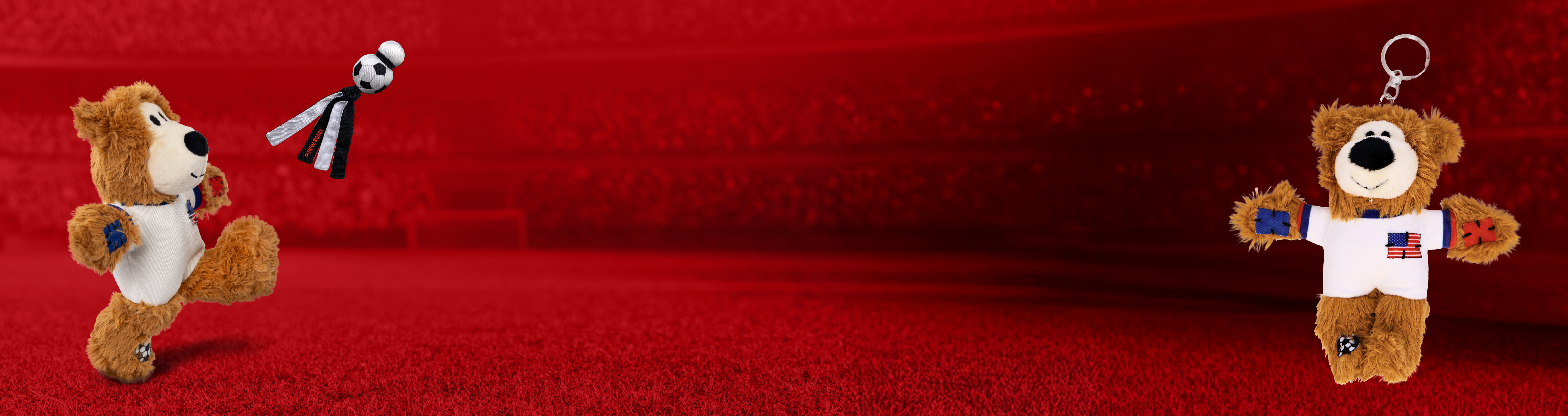 KONG Soccer Bears are kicking around a KONG soccer ball toy