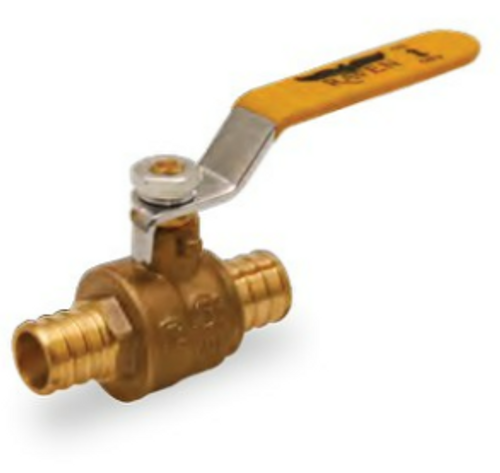 800P Series F1807 Pex Ball Valve Multipack Valves

CSA Certified • Lead Free • Full Port • 600 WOG

■ Dezincification Resistant (DZR) Lead Free Brass Material

■ Pex Ends Conform to ASTM F1807

■ Blow Out Proof Stem Design

■ Stainless Steel Ball

■ Vinyl Grip Lever Handle

■ 600 psi (WOG) 150 psi (WSP) Service

■ Temperature Range : -20° F to 300°F
