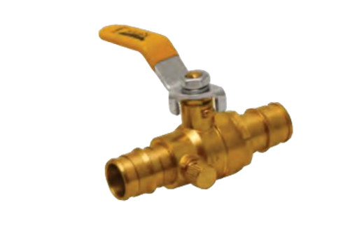 Purge Drain • CSA Certified • Lead Free • Full Port • 600 WOG

■ Dezincification Resistant (DZR) Lead Free Brass Material

■ Blow Out Proof Stem Design

■ Stainless Steel Ball

■ Expansion Pex Ends Conform to ASTM F1960

■ Vinyl Grip Lever Handle

■ 600 psi WOG 150 psi WSP Service

■ Temperature Range: -20°F to 300°