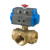 3 Way Direct Mount T-Ported Brass NPT Ball Valve Double Acting Pneumatic Actuator Bonomi 8P0129