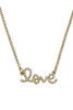 LOVE Pearl Studded Script Necklace in Worn Gold